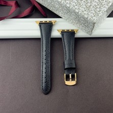 Kuzgun Deri Apple Watch Seri 10 11 42MM - 38 40 41MM - Se 1 2 3 40MM - Seri 1 2 3 4 5 6 7 8 9 Uyumlu Hakiki Deri El Yapımı Unisex Saat Kayışı, Deri Kordon