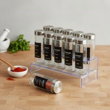 MarkEntegra 12’li Metal Kapaklı Cam Baharatlık Seti, Etiket Hediyeli