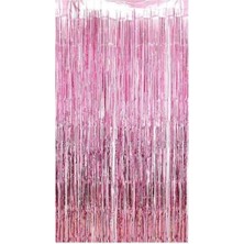 MarkEntegra Pembe Metalize Arka Fon Kapı Perdesi 100X200 cm