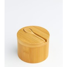 MarkEntegra Kapaklı Ahşap Baharatlık, Entegre Kaşık ile Doğal Tasarım