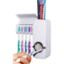 MarkEntegra Duvar Monteli Otomatik Diş Macunu Sıkacağı ve 5'li Fırça Tutucu