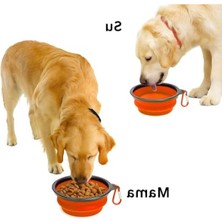 MarkEntegra Katlanabilir Silikon Mama ve Su Kabı (350 Ml, Turuncu)