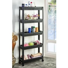 MarkEntegra 5 Katlı Tekerlekli Organizer Raf Ünitesi - Siyah