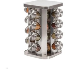 MarkEntegra 16’lı Kare Metal Döner Baharatlık Seti