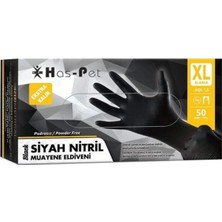 Ekstra Kalın Siyah Nitril Muayene Eldiveni Xlarge, 50'li Set