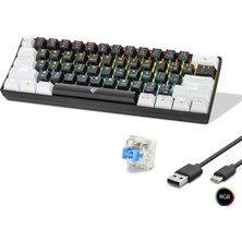 Evimdeyokyok Mekanik Rgb Klavye Blue Switch - Siyah Beyaz MF1701BW