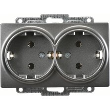 Günsan Elektrik Günsan Visage Ikili Topraklı Priz, Füme (Mekanizma + Tuşkapak)