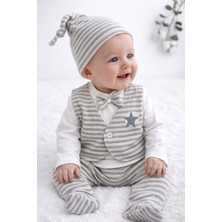 UmBaby Erkek Bebek 5’li Hastane Çıkışı Seti – Yelekli Papyonlu Yenidoğan Bebek Takımı (0-3 Ay)Kutulu