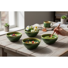Lia Bubble 12 cm 4'lü Porselen Kase Seti - Yeşil