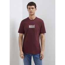 Mavi Mavi Logo Baskılı Bordo Tişört 0613186-70396