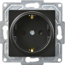 Günsan Elektrik Günsan Eqona  Radius  Neoline Çocuk Korumalı Topraklı Priz (Klipsli), Metalik Siyah (Mekanizma + Tuşkapak)