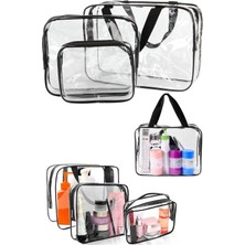 3'lü Şeffaf Makyaj Çantası Seti, Valiz ve Bavul Için Organizer