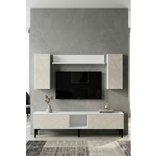 Yumedi Design TVR1599BT - Didema Tv Ünitesi Takımı 150CM Beyaz-Traverten