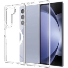 Ceponya Galaxy Z Fold 6 Kılıf Magsafe Şarj Özellikli Şeffaf Sert Pc Embos Kapak