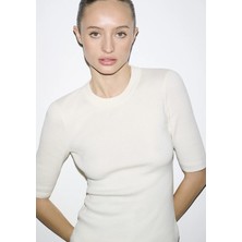 Mavi Sırt Detaylı Ekru Triko 1710862-70051