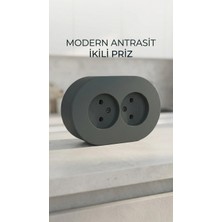 Antrasit Renkli Sıva Üstü Ikili Topraklı Priz, Çiftli Elektrik Bağlantısı