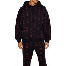 F21 Kalp Desenli Kapüşonlu Sweatshirt