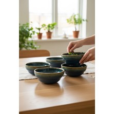 Lia Bubble 12 cm 4’lü Porselen Kase Seti – Mavi