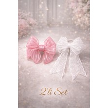 Nati Co Organze ve Dantel Fiyonk Saç Lastiği 2’li Kombin Set