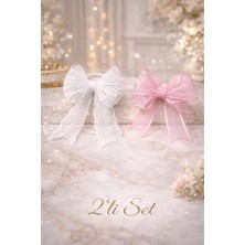 Nati Co Dantel & Organze Fiyonk Lastik Toka 2’li Set – Zarif Kız Çocuk Saç Aksesuarı