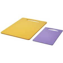IKEA Bergtunga Kesme Tahtası, Parlak Sarı-Lila, 2 Parça, 24X15X0.5 cm ve 34X24X0.8 Cm.