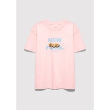 Mavi Kedi Baskılı Pembe Tişört 7610402-71007