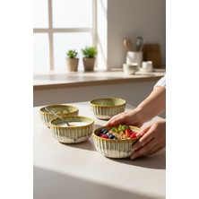 Lia Gordion 12 cm Porselen 4'lü Kase Seti - Kahve Haki