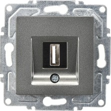 Günsan Elektrik Günsan Eqona  Radius  Neoline USB Data Prizi, Füme (Mekanizma + Tuşkapak)