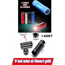 9 LED Mini El Feneri Pilli 1 Adet Karışık Renk Yollanmaktadır