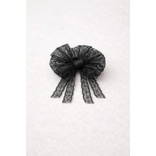 Nati Co Siyah Dantel Kurdeleli Lastik Toka | Kız Çocuk Şık Saç Tokası ( 1 Adet )