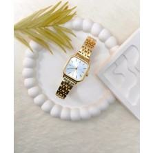 Gold Renkli Klasik Lüks Kadın Saat - Beyaz Kadran