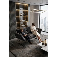 AVYNA Premium Mekanizmalı Yataklı Kanepe | Kolları Açılan Ikili Koltuk | Milano Tasarım | Yumuşak Sırt Destekli - Füme