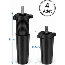 Ergün Store 4 Adet Ayarlı Destek Ayağı 13X21 cm M8 Siyah Gizli Ayak Mobilya Koltuk Baza Koltuk Dolap Tv Ünitesi Ayak