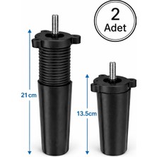 Ergün Store 2 Adet Ayarlı Destek Ayağı 13X21 cm M8 Siyah Gizli Ayak Mobilya Koltuk Baza Koltuk Dolap Tv Ünitesi Ayak