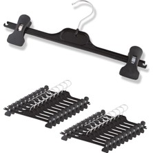 Mandallı Pantolon ve Etek Askısı Seti, Siyah Plastik Askı, 20 Adet