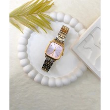 Çift Renkli Gold & Silver Kadın Saat-Pembe Kadranlı