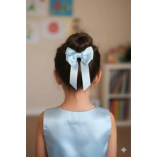 Nati Co Açık Mavi Saten Fiyonk Saç Tokası | Şık Lastik Toka ( 1 Adet )