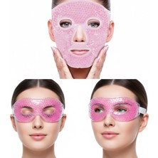 MiraLive Terapi Jel Boncuklu Yüz ve Göz Maskesi Seti Pembe Sıcak ve Soğuk Kullanım