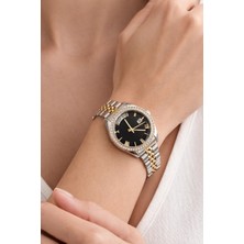 Çift Renkli Siyah Kadranlı Lüks Kadın Saat