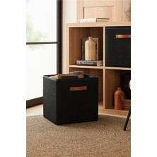 Katlanabilir Siyah Jüt Dolap Içi Çamaşır ve Oyuncak Saklama Kutusu