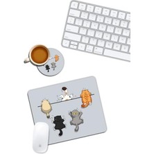 MarkEntegra Yaramaz Kediler Temalı Mouse Pad ve Bardak Altlığı Seti
