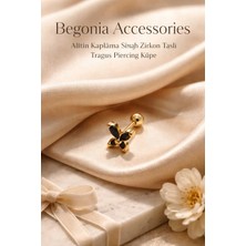 Begonia Accessories 316L Cerrahi Çelik Altın Kaplama Kararmaz Alerji Yapmaz Zirkon Taş Figür Unisex Tragus Küpe Piercing