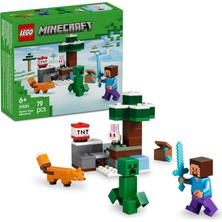 LEGO Minecraft Steve’in Tayga Macerası 21583-6 Yaş ve Üzeri Kız ve Erkek Çocuklar Için Steve Minifigürü ile Creeper ve Tilki Figürleri Içeren Yaratıcı Oyuncak Yapım Seti, Hediye Fikri