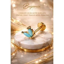 Begonia Accessories 316L Cerrahi Çelik Altın Kaplama Kararmaz Alerji Yapmaz Zirkon Taş Figür Unisex Tragus Küpe Piercing