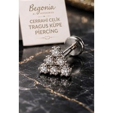 Begonia Accessories 316L Cerrahi Çelik Paslanmaz Kararmaz Alerji Yapmaz Zirkon Taşlı Figürlü Unisex Tragus Küpe Piercing