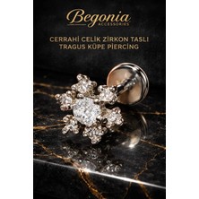 Begonia Accessories 316L Cerrahi Çelik Paslanmaz Kararmaz Alerji Yapmaz Zirkon Taşlı Figürlü Unisex Tragus Küpe Piercing