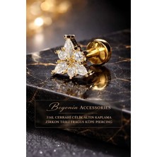 Begonia Accessories 316L Cerrahi Çelik Altın Kaplama Kararmaz Alerji Yapmaz Zirkon Taş Figür Unisex Tragus Küpe Piercing