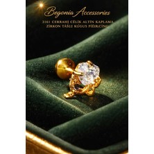 Begonia Accessories 316L Cerrahi Çelik Altın Kaplama Kararmaz Alerji Yapmaz Zirkon Taş Figür Unisex Tragus Küpe Piercing