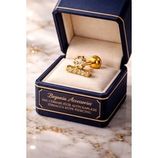 Begonia Accessories 316L Cerrahi Çelik Altın Kaplama Kararmaz Alerji Yapmaz Zirkon Taş Figür Unisex Tragus Küpe Piercing