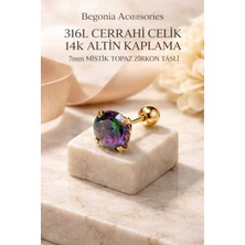 Begonia Accessories 316L Cerrahi Çelik Altın Kaplama Kararmaz Alerji Yapmaz Zirkon Taş Figür Unisex Tragus Küpe Piercing